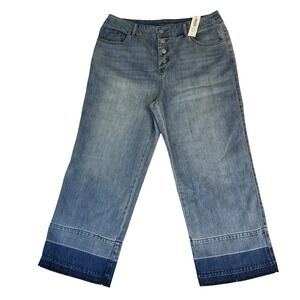 Chicos Denim Button Fly Wide Leg Crop Jeans‎ Chico's Size 2 Women's Size 12 NWT